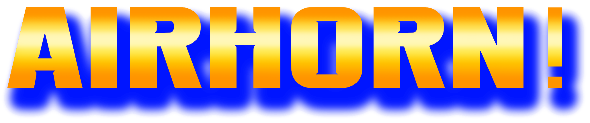 airhorn displayed in chunky orange and blue blocks, looks like word art
