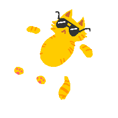 chill cat, with sunglasses, floating on their back, orange tabby tubby belly warming in the sun.