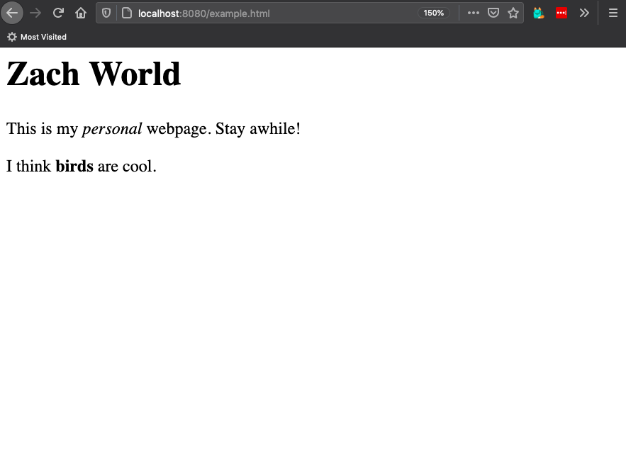 browser shows top line all big and bold like a title